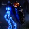 Festive Patio Lighted Displays Halloween Soul Harvester Solar Garden Stake Light, Animated Ghost Lantern with Reaper Yard Art Flowing LED Eyes,