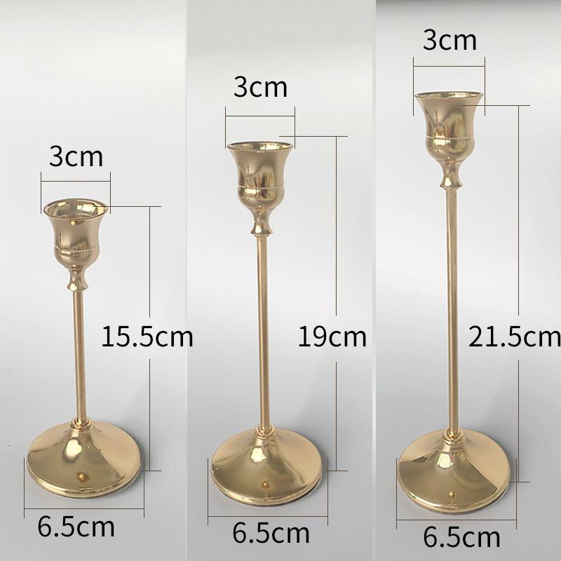Europejski Złoty Świecznik z Kutego Żelaza - Luksusowy Romantyczny Dekor na Kolację przy Świecach