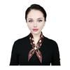 Satin Neck Scarf Irregular Geometric Pattern Wrinkle-resistant Scarf with Magnetic Imitation Pearl Buckle Outfit Accessory
