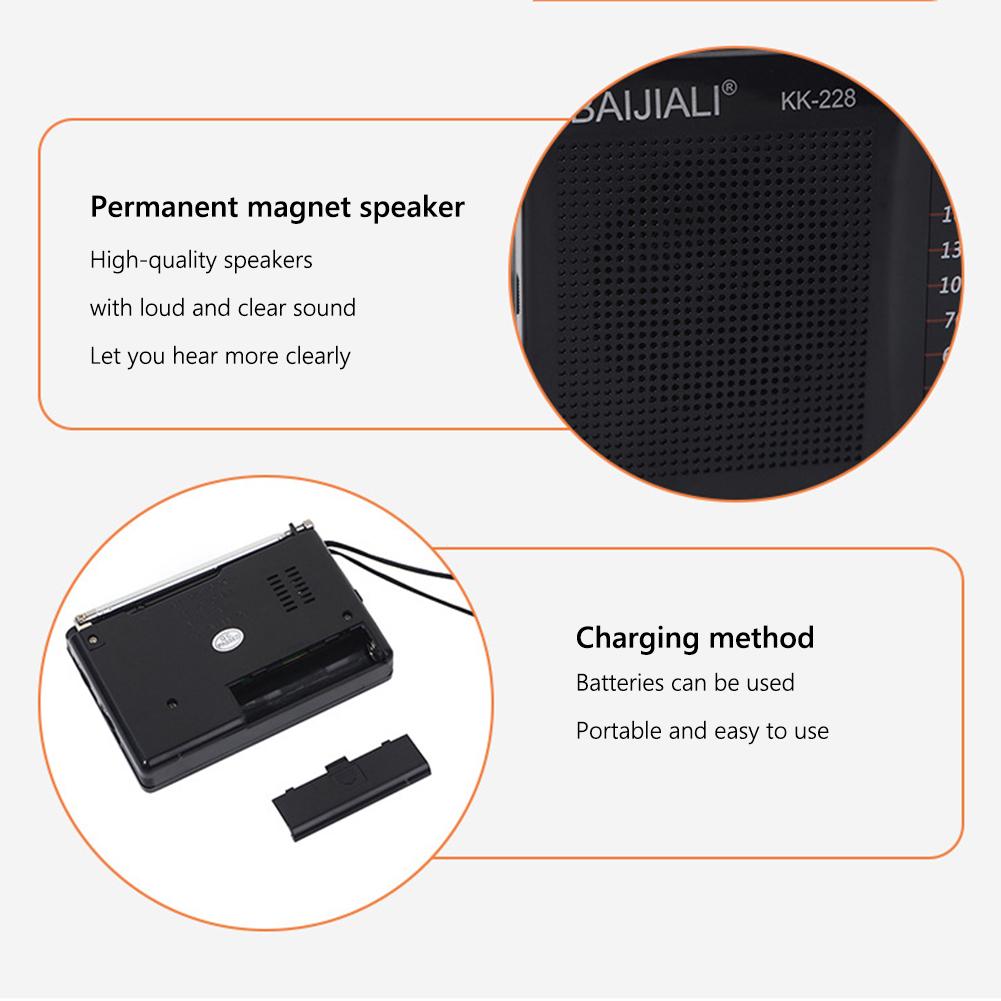 Vintage Style Portable Radio Battery Operated AM FM Mini Pocket Radio with High-Quality Speaker and Adjustable Antenna for Elder