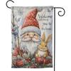 Vertical Double-Sided Garden Flag Featuring a Christmas Gnome And Rabbit, Measuring , Perfect for Outdoor Lawn Decoration