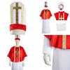 Halloween Costume Cosplay Priest Robe With Red Cloak For Stage Performance