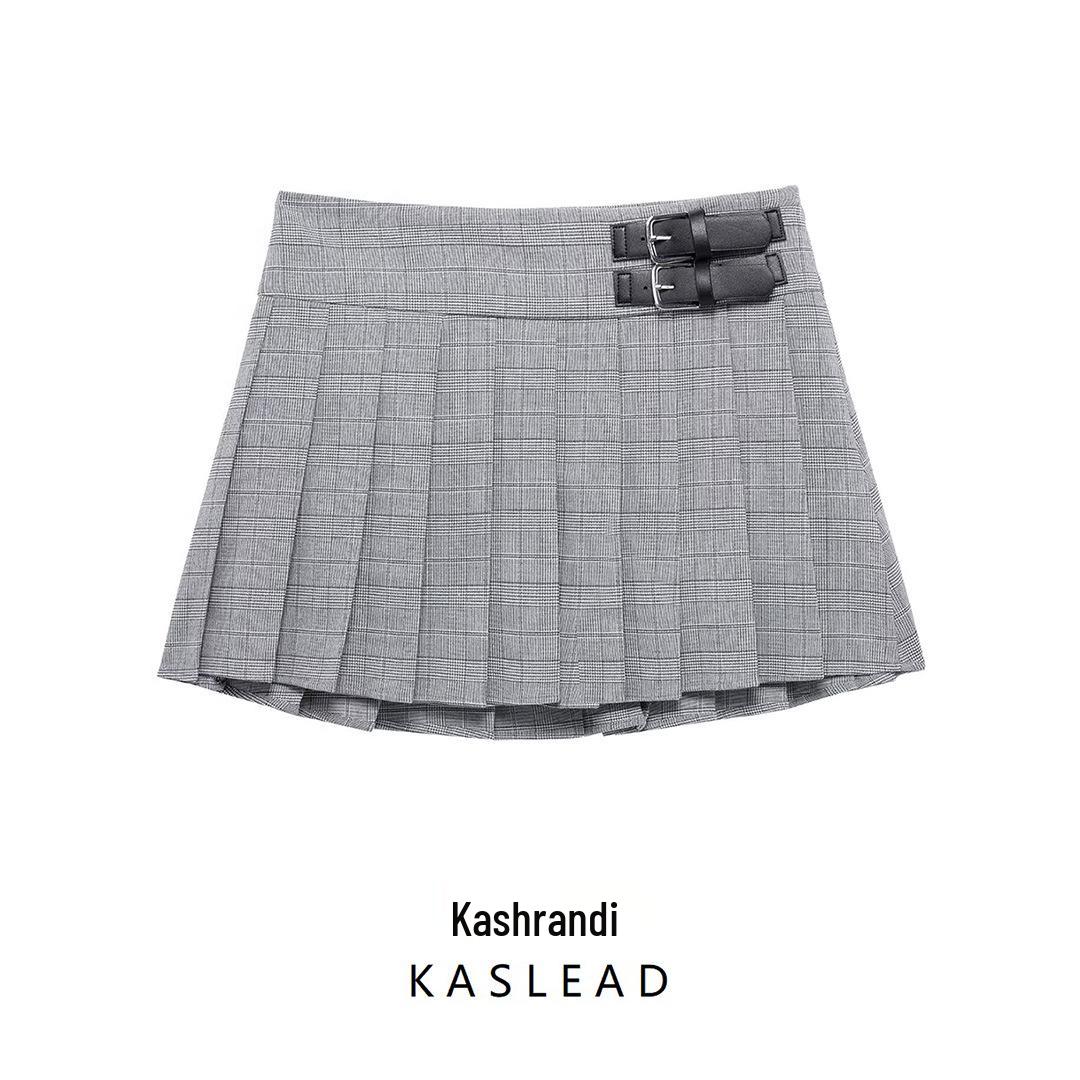 

2025 Spring Women s European & American Style Versatile Plaid Pleated Skort Extra Small