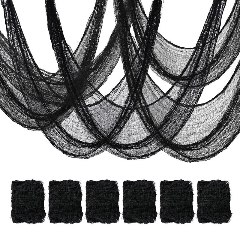 6 STÜCKE Halloween Dekoration Weiß Schwarz Gaze Tuch Gothic Spukhaus Gruselige Scary Gaze Szene Prop Halloween Party Home Decor