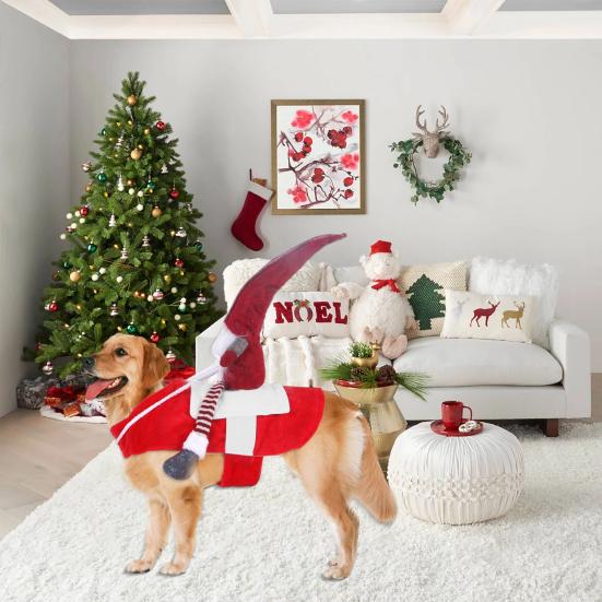 Christmas Pet Clothes Funny Dwarf Horse Riding Dog Dress Windproof Jacket Cute Festive Outfit Dog Cat Costume Gifts