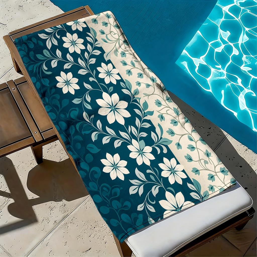 Vintage and exquisite flowers polyester microfiber beach towel is highly absorbent, suitable for swimming and beach outings