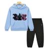 Autumn Black Panther Hoodie Fleece Sweatshirt Kawaii Jacket 2pcs pullover+Pant Boy Girls Hooded Spors Sets Kids Boutique Clothes