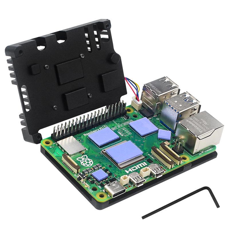 Raspberry Pi 5 Aluminum Alloy Armor Case with PWM Fan, Tools & Thermal Paste