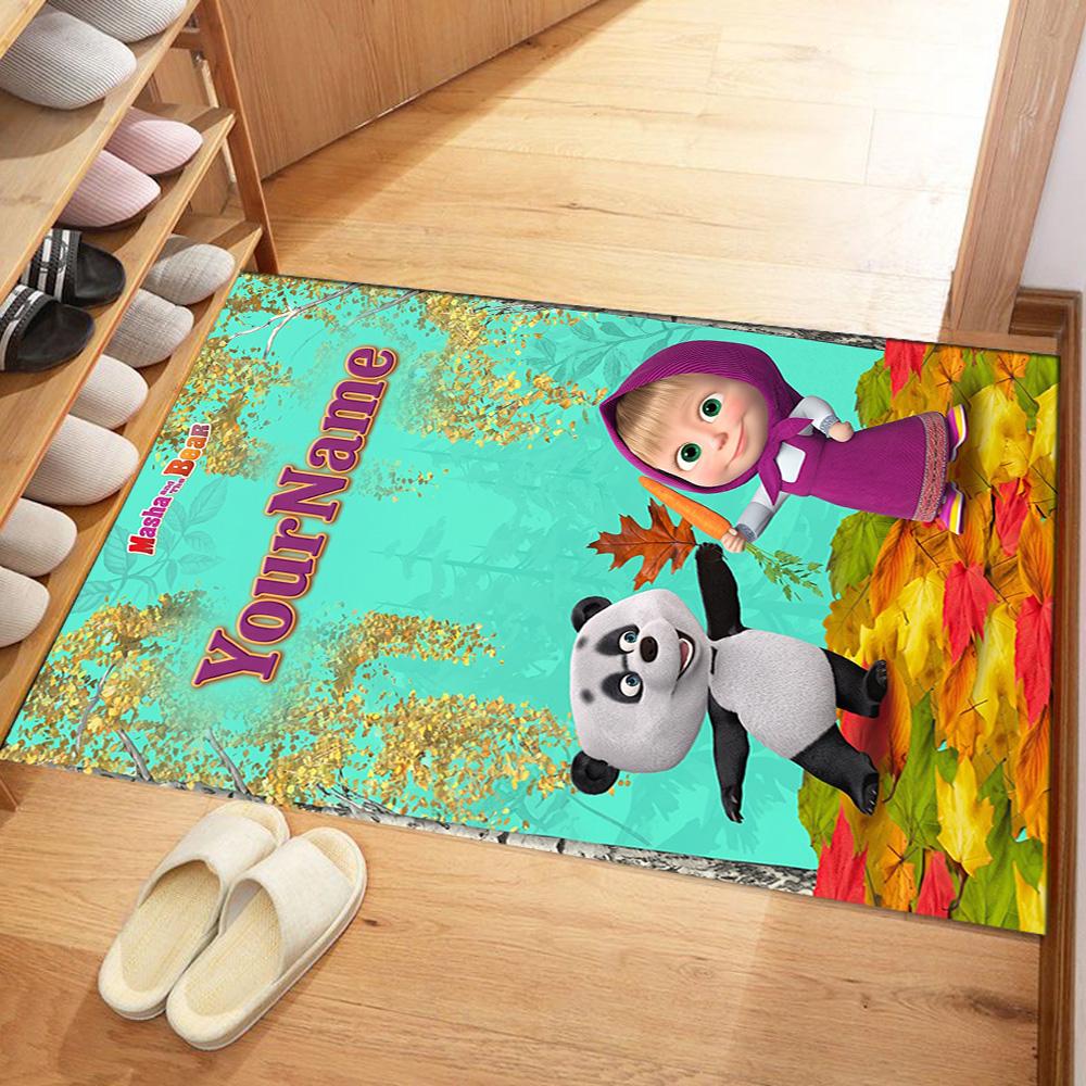 Masha Bear Personalized Name Floor Mat Design for Dining Room Living Rooms Decorate room Study room Anti-slip Rug Office home decor