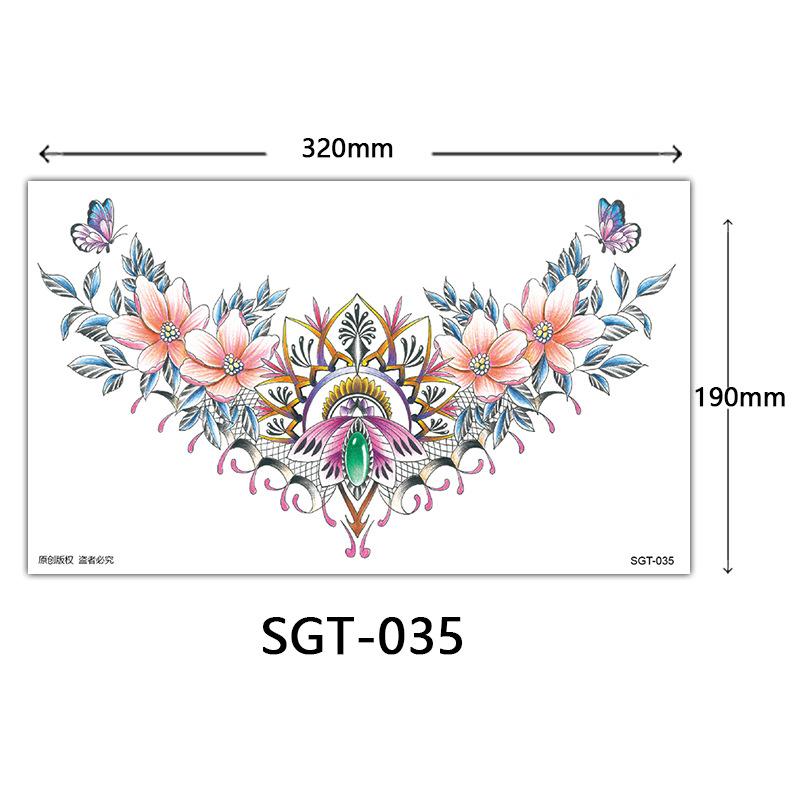 Flower Chest Tattoo Sticker, Chest Tattoo Sticker, Color Half Nail Large Picture Tattoo Sticker