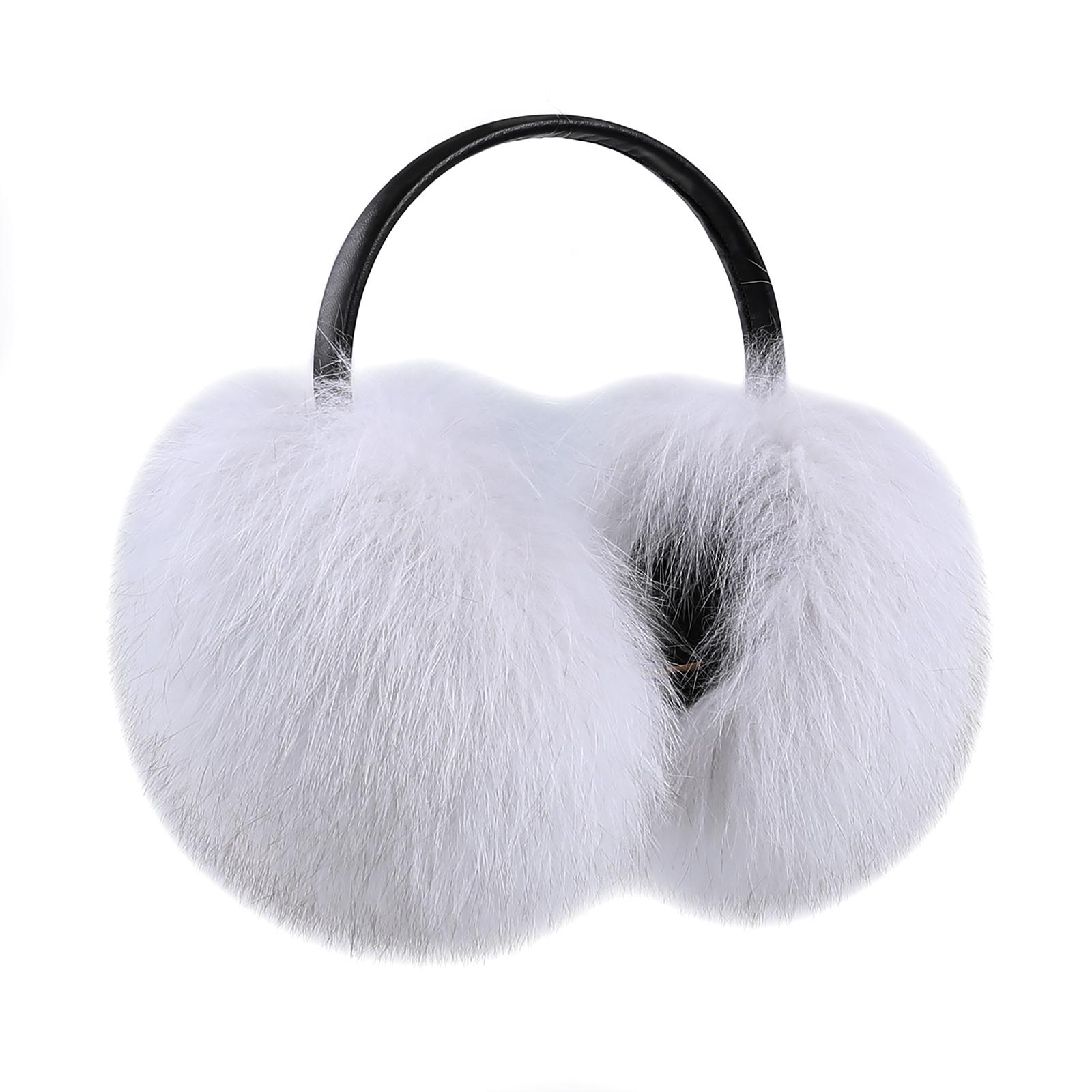 

Жіночі зимові 100% натуральні лисячі навушники-муфти, справжні єнотові навушники для холодної погоди, теплі, пухнасті, м які, регульовані