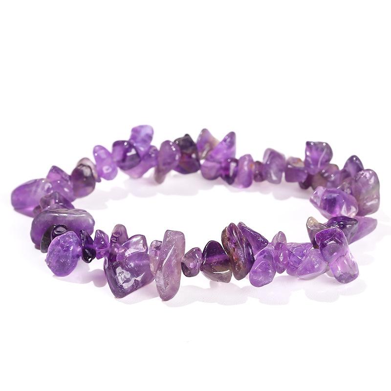 7-farbiges natürliches Kristallachat elastisches Armband mit Splittersteinen, unregelmäßiges Design, europäischer & amerikanischer Stil Hand Schmuck.