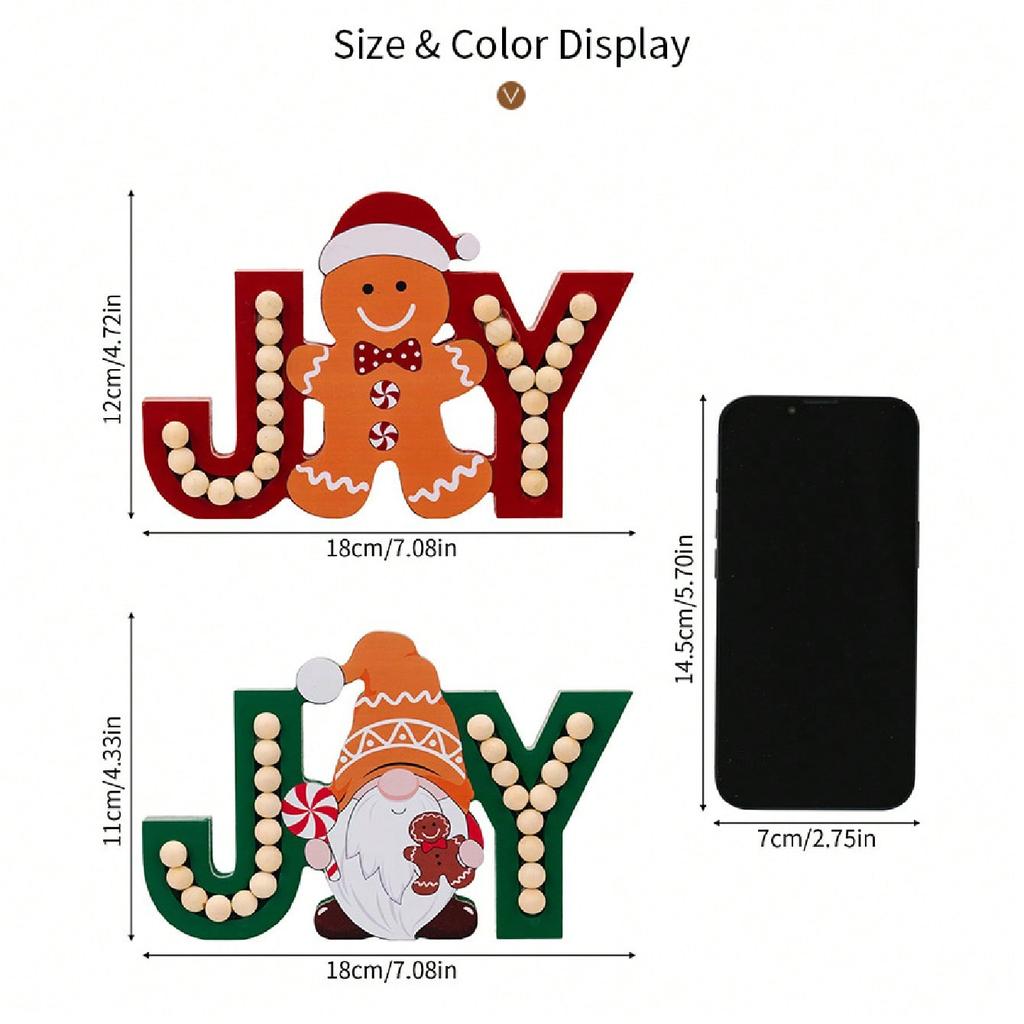 JOY Gingerbread Man Wooden Ornament,Merry Christmas Decor for Home ,Xmas Navidad 2025 Gifts ,New Year 2026