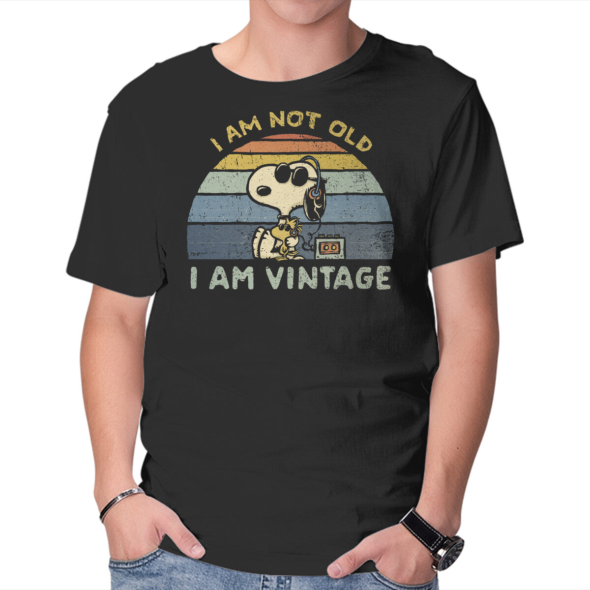 Unisex Crew Neck T-Shirt I Am Vintage Graphic Short Sleeve Casual Tee XS