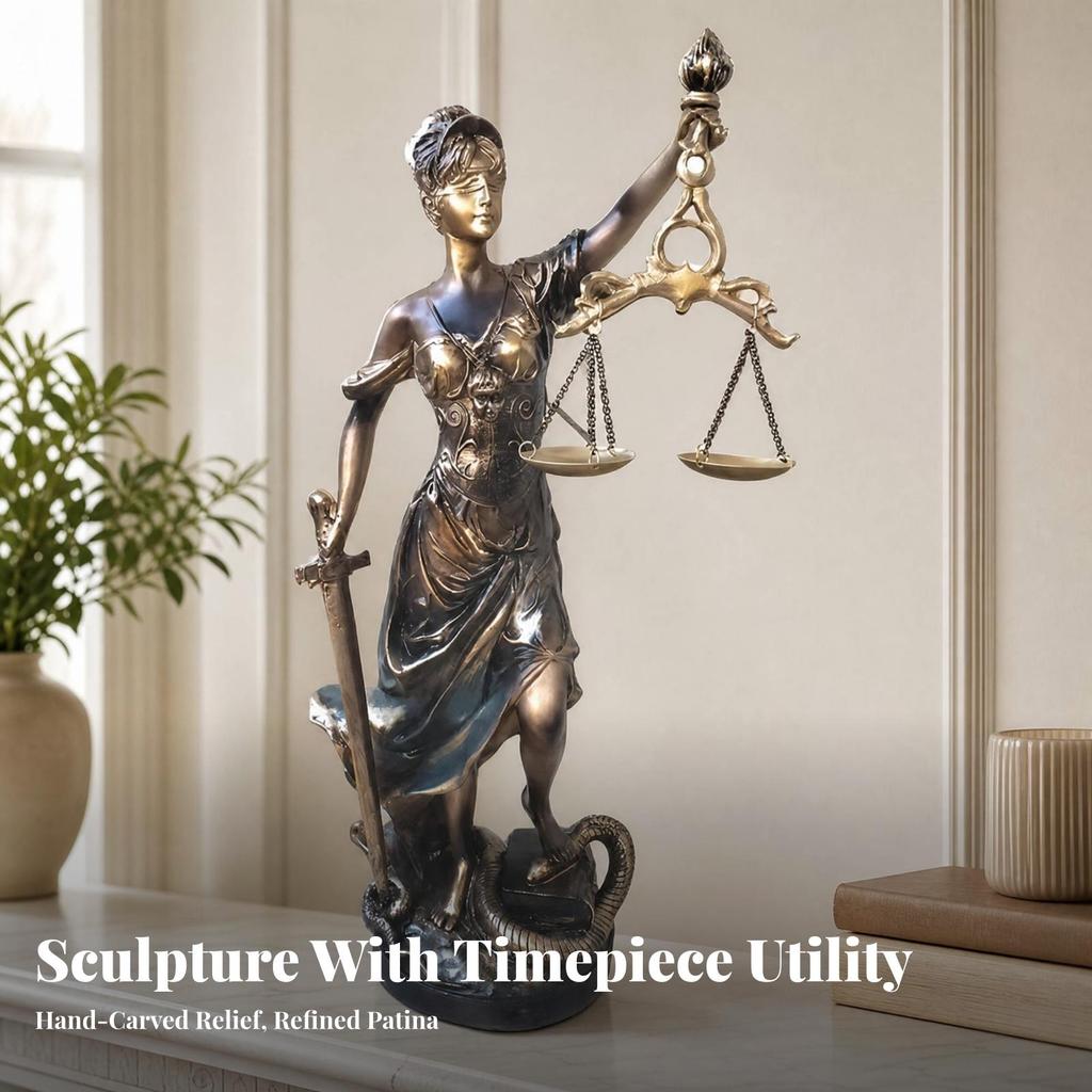 Bronze-Finish Lady Balance Decor Piece Classical for Office, Entryway