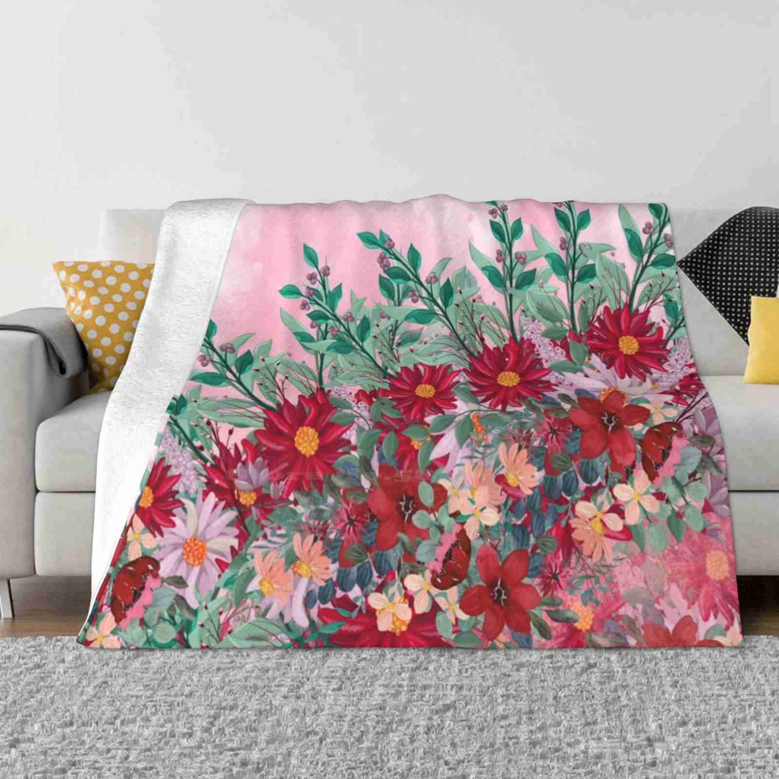 A Beautiful Red Flowers In The Garden Creative Design Comfortable Warm Flannel Blanket Red Flowers Blooms Garden Nature Idea 30x40in