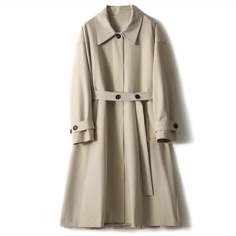

Высококачественный твиловый тренч, темпераментное пальто средней длины, хаки, новая весенняя женская одежда S