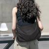 Large Capacity Womens Crossbody Bag Commute Street Style Soft Fabric Shoulder Black Square Design