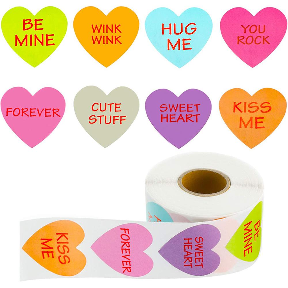 100-500Pcs Top-Grade Valentine'S Premium-Quality Day Top-Grade Stickers Top-Grade Heart First-Class Thank Superior-Grade You Top-Grade