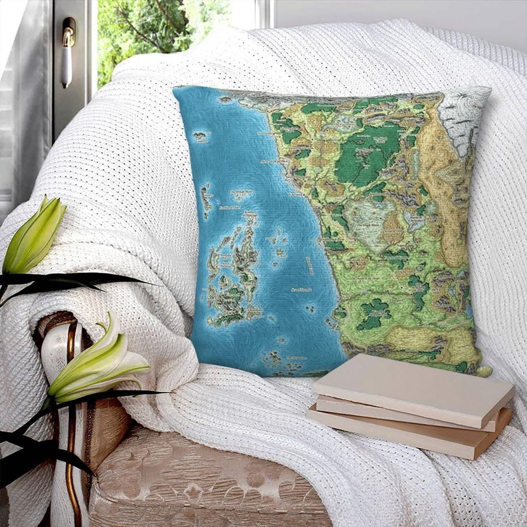 Faerun Map Square Pillowcase Pillow Cover Polyester Cushion Zip Decorative Comfort Throw Pillow for Home Sofa