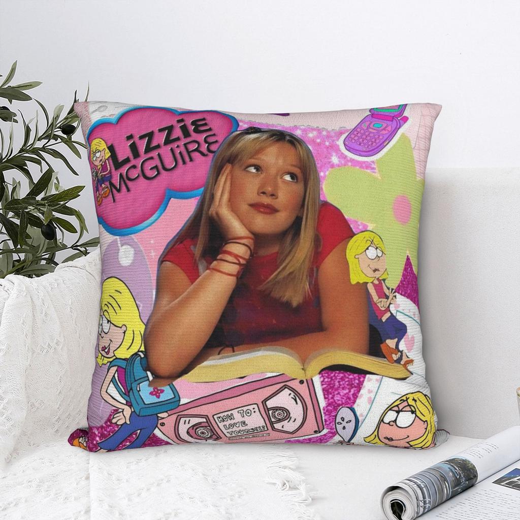 Lizzies Cartoon McGuires Square Pillow Case Cushion Cover Custom Zippered Decorative Pillowcase for Car 45x45cm