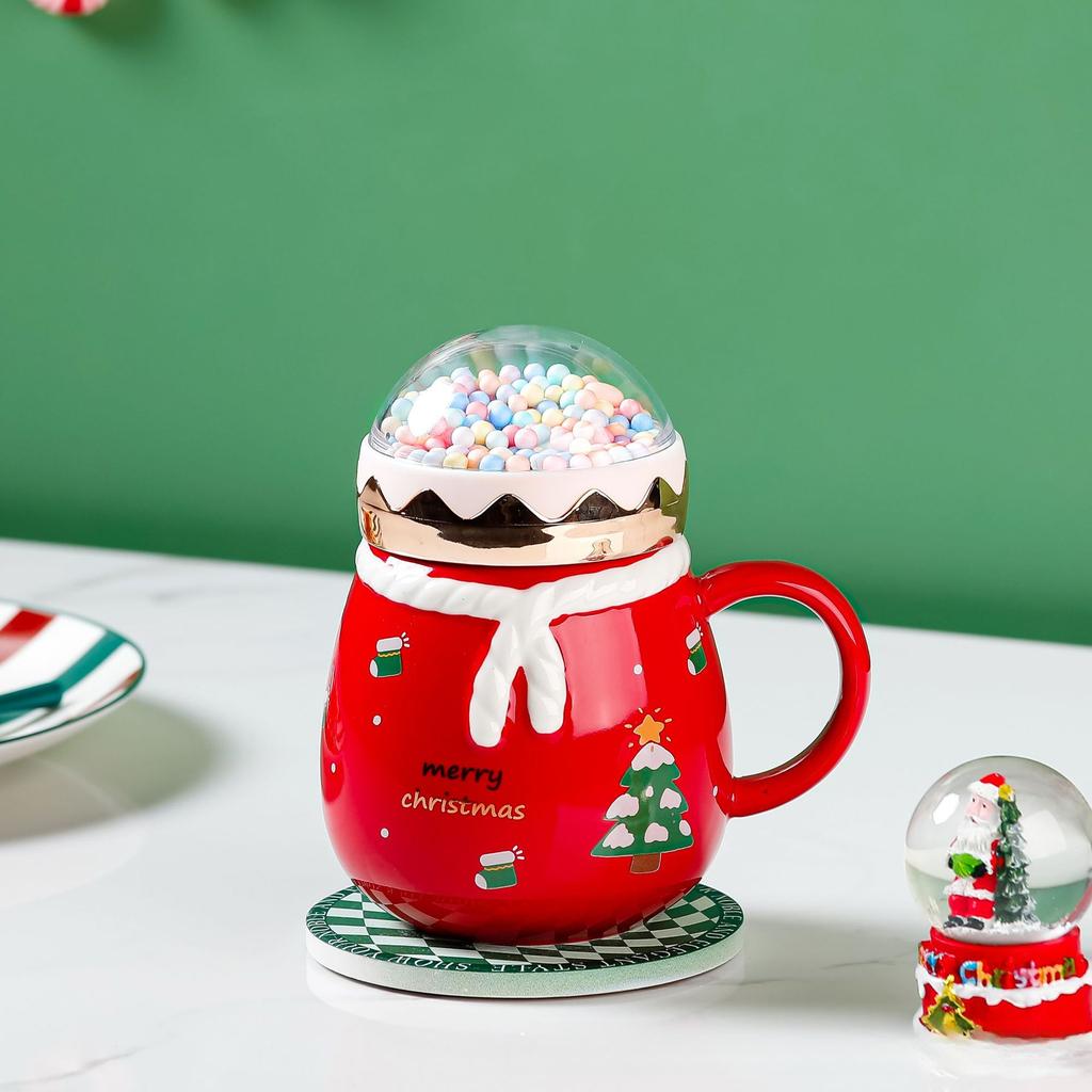 Creative Christmas Cup High Value Ceramic Cup Mug Gift Water Cup with Lid Cross Border Cartoon Cup Souvenir