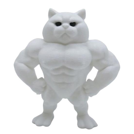 Muscle Cat Statue, 3D Printed Standing Muscular Cat Figurine, Funny Quirky Kitten Desk Ornament for Living Room, Bedroom, Office Desktop, Cabinet