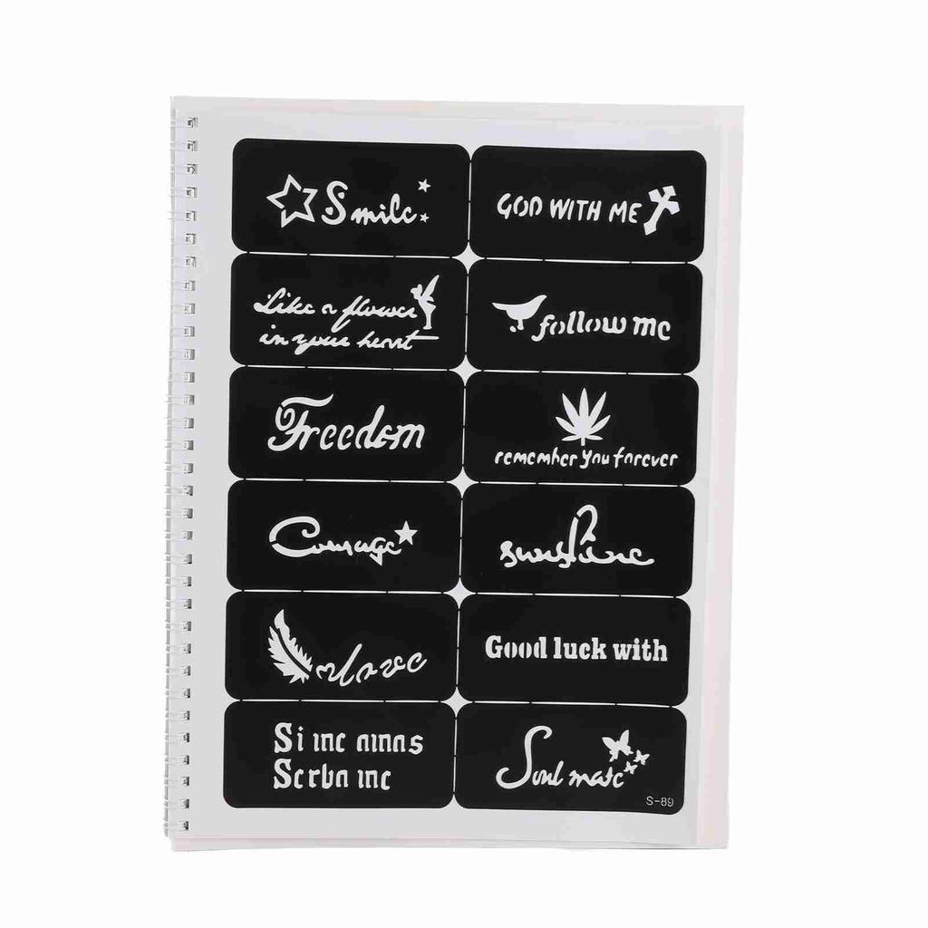 Temporary Tattoos Stencils 204 Patterns Water Resistant Reusable Hollow Out Body Art Stencil for Cosplay