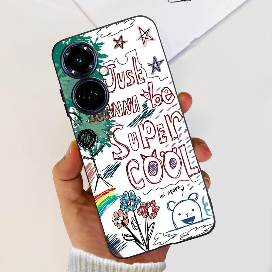 For Tecno Camon 19 Case Camon 19 Pro 5G CI7n Astronaut Silicone Cover For Tecno Camon19 Neo Phone Case Soft Cute Black TPU Cover