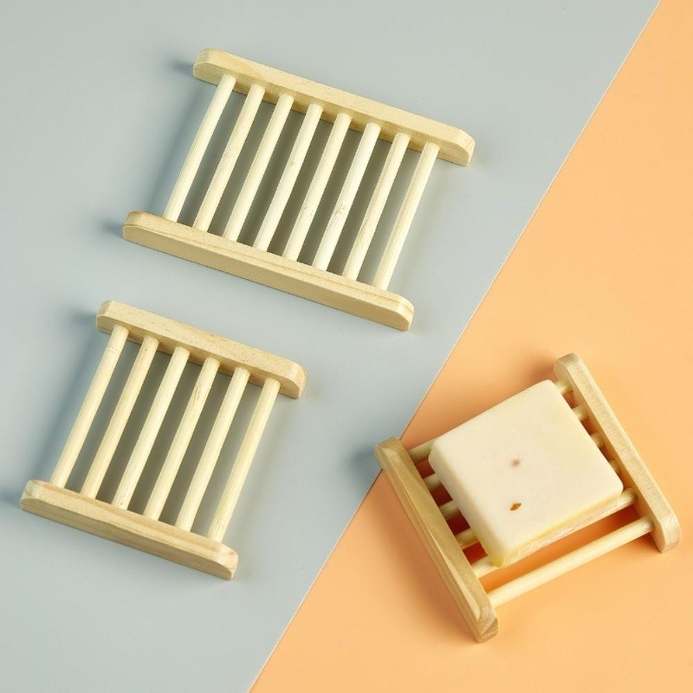 Hollow Slat Wood Soap Dish Quick Drain Bathroom Storage Practical Soap Rack Hotel Washroom