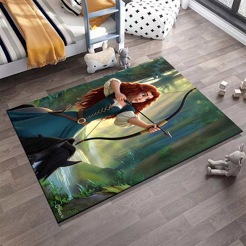 Runner Rug Merida Brave Princess Riding Horse Shooting Bow in Forest Art Home Decor