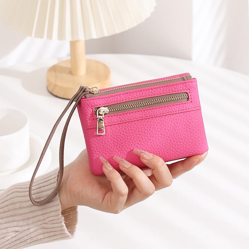 Women's Large Capacity Frosted Double Zipper Long Wallet & Clutch