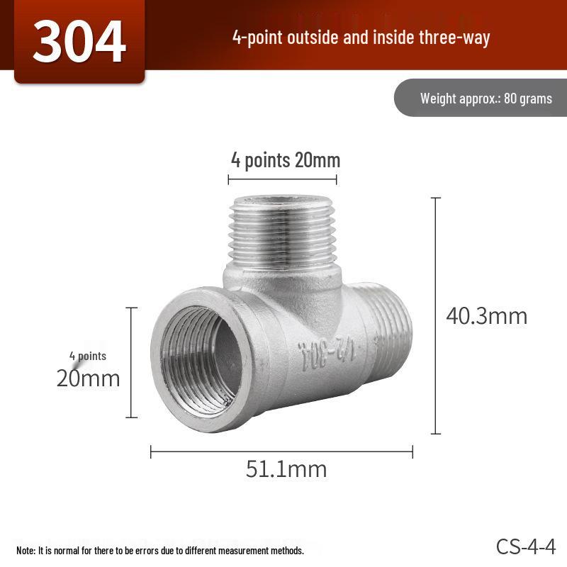 304 Stainless Steel Male Elbow Repair Nipple: Internal/External Thread Tee Water Pipe Fittings Set