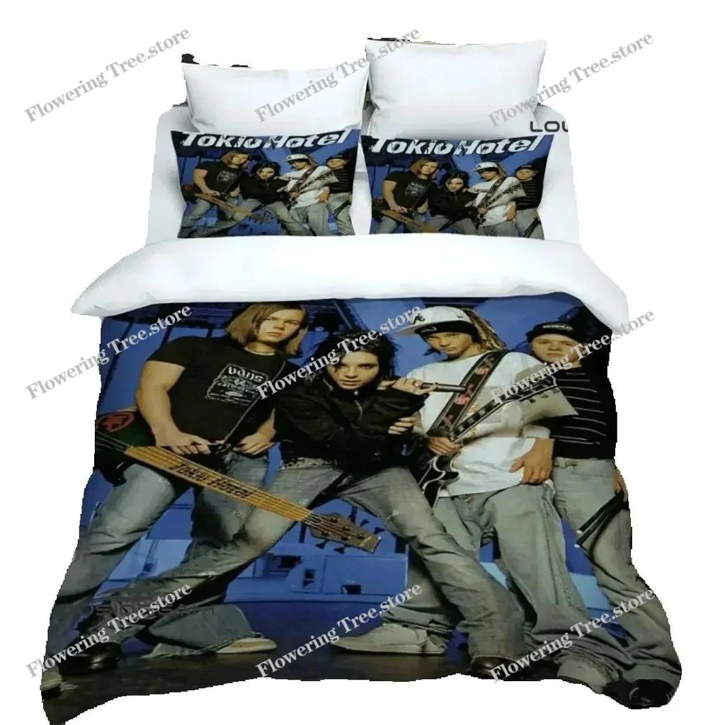 Rock Band Duvet Cover Set HD Comforter Cover Tokio Hotel Band Printed Bedding Set for Adult Kids Single Twin Full Queen King