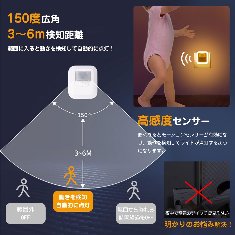 Motion Sensor Light with Outlet, 10 Brightness Settings, Footlight, Room Light, Indoor Use, Entryway, Hallway, Stairs, Bedroom, Bathroom, Kitchen,