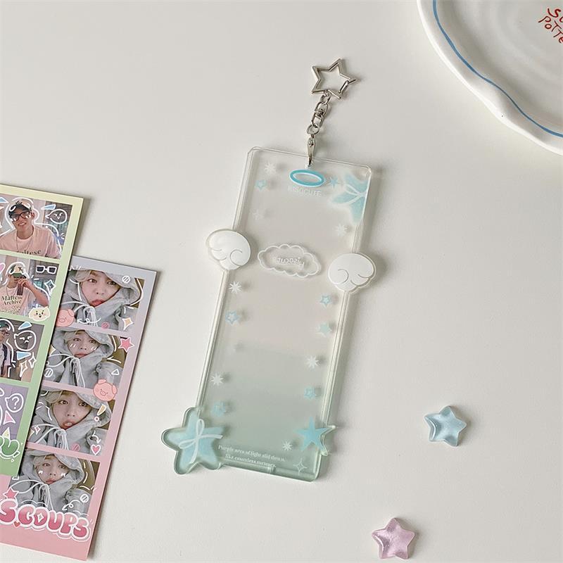 Cute Acrylic Idol Po Card Holder Star Four-Compartment Pocard Holder Storage Card Display Protect Pendant Diy Decor Gifts