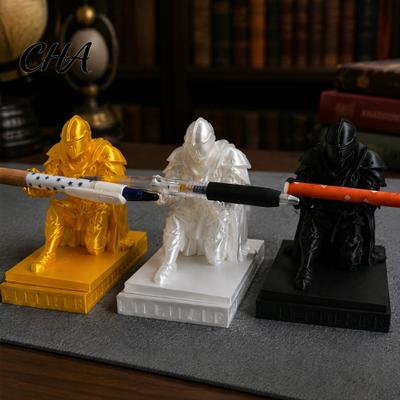 Knight Armor Desk Decor Pen Holder Organizer, 3D Printed Medieval Figurine, Unique Pencil for Office Decor, Creative Gift Men Women Phone Stand