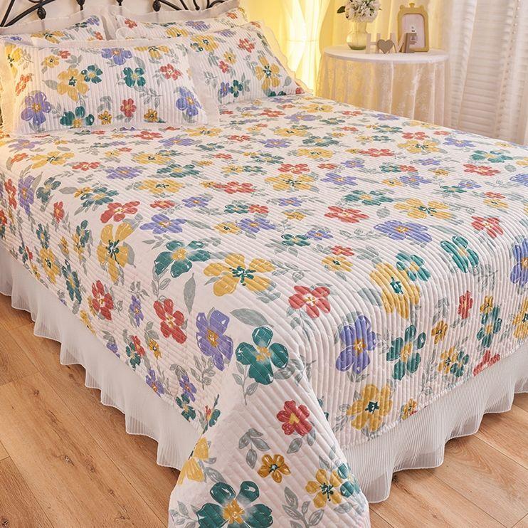 New Washed Cotton Bed Cover Four Season Universal Thick Bed Sheet Single Piece Bed Skirt Bed