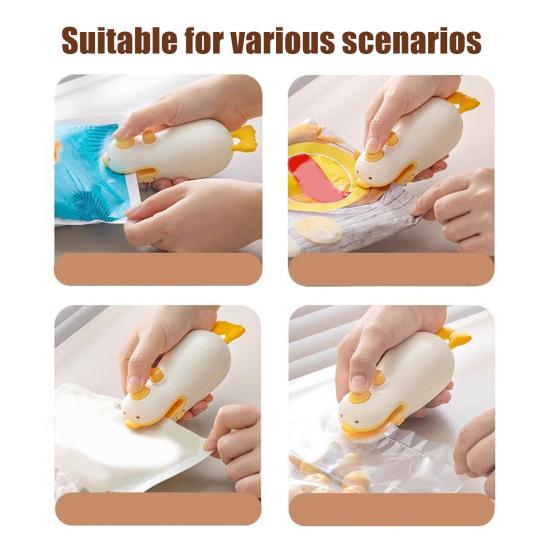 Cartoon Mini Heat Sealer for Kitchen Portable Bag Sealer with Strong Magnet Reusable Space-Saving Cute Kitchen Gadget for Chips Coffee Snacks