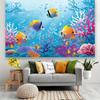 2D Plane, Background Fabric for the Underwater World - Tropical Fish and Coral Aquarium Scene, Polyester Fiber