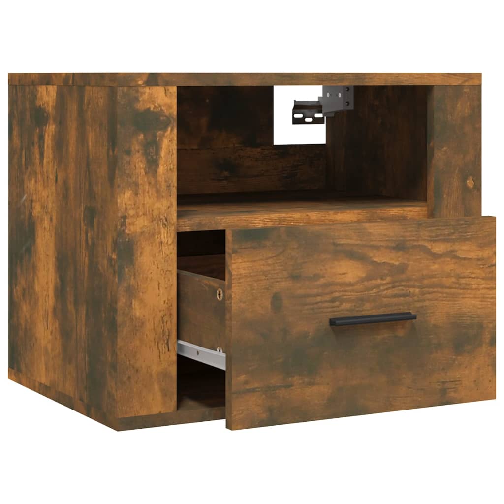 Wall Mounted Nightstand Smoked Oak 50x36x40 cm