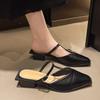 Fashion Sexy High Heel Mules Ladies Leather Sole Slippers Women Pointed Toe Platform Mules Slip On Shoes Woman
