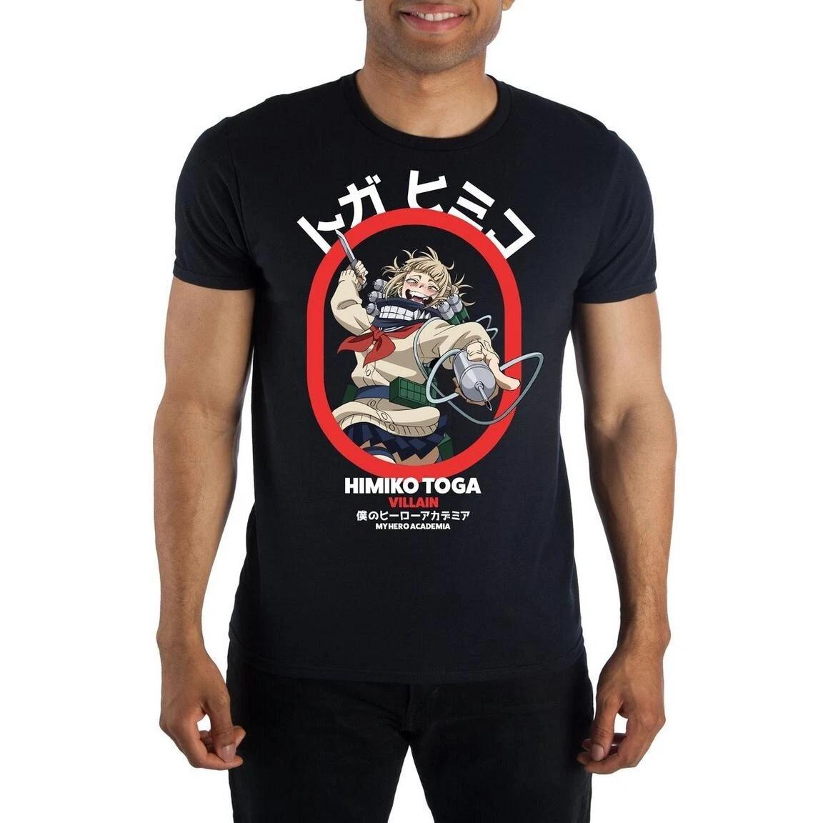 My Hero Academia Mens Himiko Toga Villain Kanji Image Black Shirt New S, M, 2XL XL