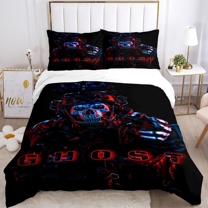 3pcs GHOST SAS Home Bedding Set-Universal Three-Piece Suit for Bedroom, Guest Room, Living Room, Hotel-Festive Gift for Fans, Travelers, Dai