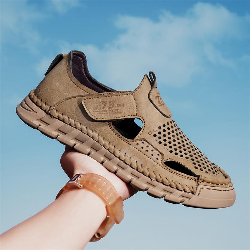 Sandale de piele pentru bărbați, pantofi casual de vară, mărimi mari