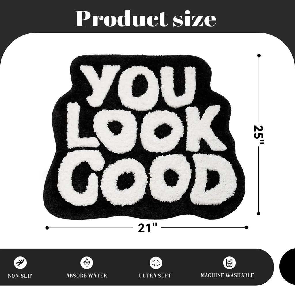 Plush Rug Home Use You Look Good Bath Mat Funny Cute English Bathroom Decor Non Slip Microfiber Carpet Water Absorbing Doormat