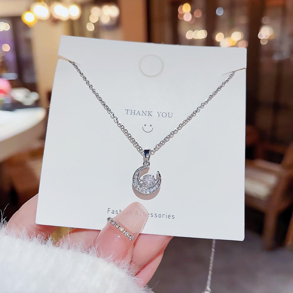 Japanese & Korean Moon Necklace for Women - Ins Style, Unique Design, Inlaid Diamond Choker, Trendy Accessory