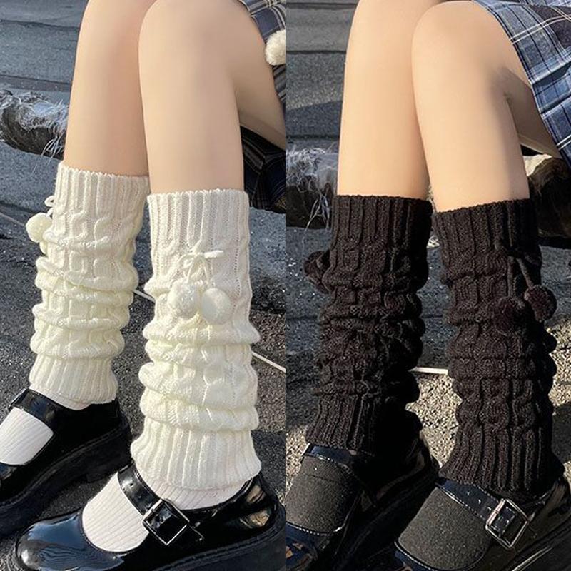 1-2pairs New Japanese Sweet Girl Lolita Knitted Warm Yarn JK Pile Socks Gloves Versatile Cute Sleeves Student Trend