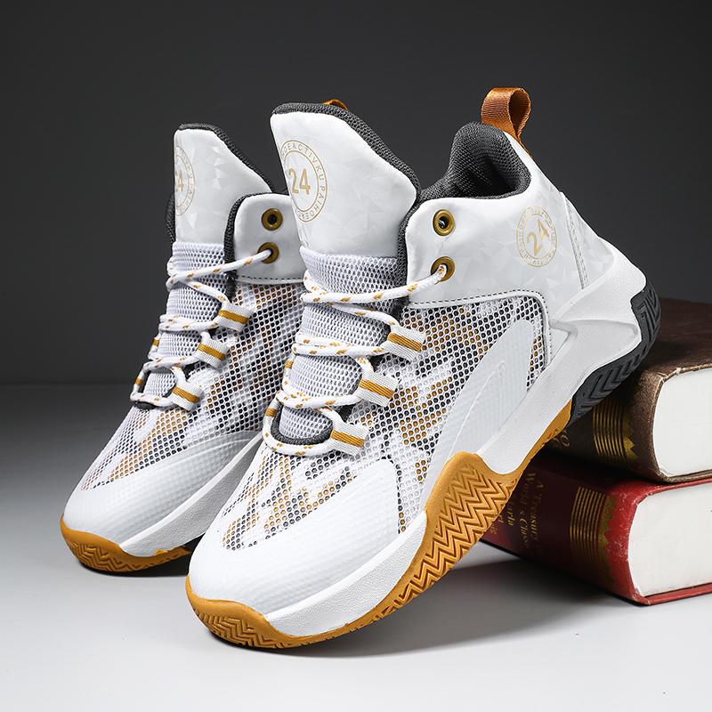 Modedesign Kinder Basketballschuhe High-Top Knöchelstütze Sneaker Atmungsaktives Mesh Jungen Mädchen Sportsneaker Stoßdämpfung