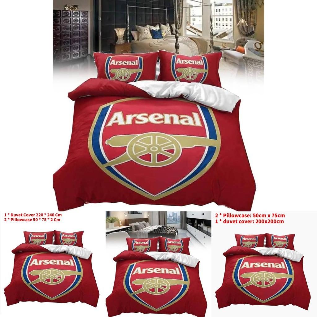 Arsenal Football Club Soccer Print Duvet Cover Set With Polyester Material For Sports Fans Bedroom Decor